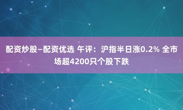 配资炒股—配资优选 午评：沪指半日涨0.2% 全市场超4200只个股下跌